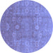 Round Oriental Blue Industrial Rug, urb857blu