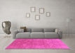 Machine Washable Oriental Pink Industrial Rug in a Living Room, wshurb857pnk