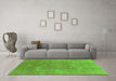 Machine Washable Oriental Green Industrial Area Rugs in a Living Room,, wshurb857grn