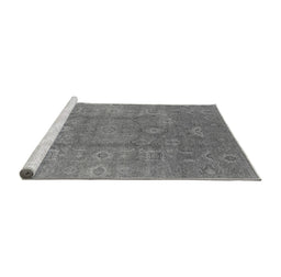 Sideview of Machine Washable Oriental Gray Industrial Rug, wshurb857gry