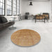 Round Machine Washable Industrial Modern Gold Rug in a Office, wshurb857