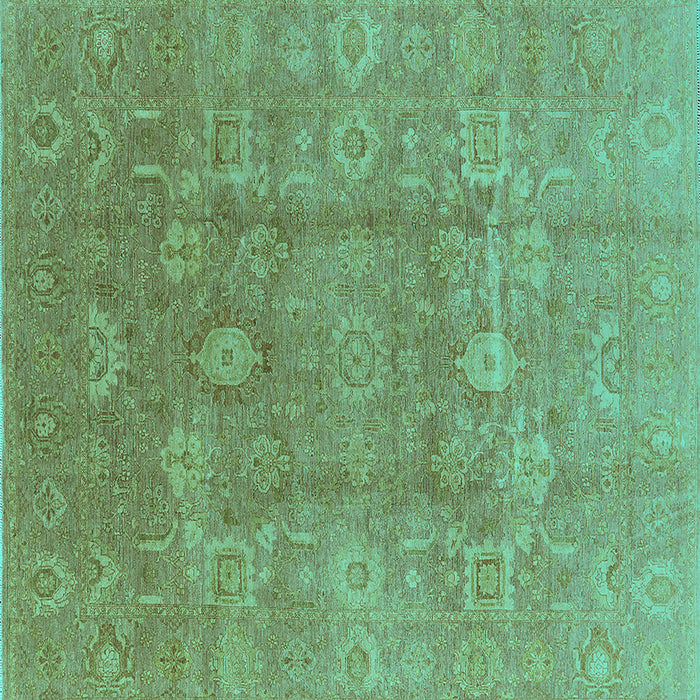 Square Machine Washable Oriental Turquoise Industrial Area Rugs, wshurb857turq