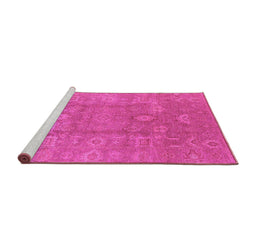 Sideview of Machine Washable Oriental Pink Industrial Rug, wshurb857pnk