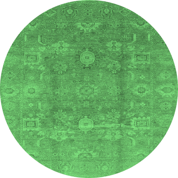 Round Oriental Emerald Green Industrial Rug, urb857emgrn