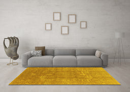 Machine Washable Oriental Yellow Industrial Rug in a Living Room, wshurb857yw