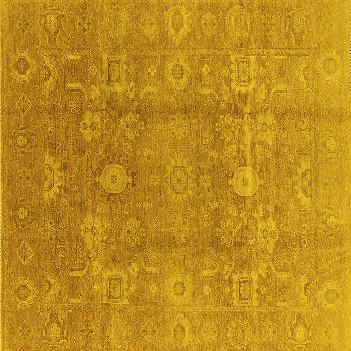 Square Machine Washable Oriental Yellow Industrial Rug, wshurb857yw