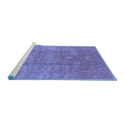 Sideview of Machine Washable Oriental Blue Industrial Rug, wshurb857blu