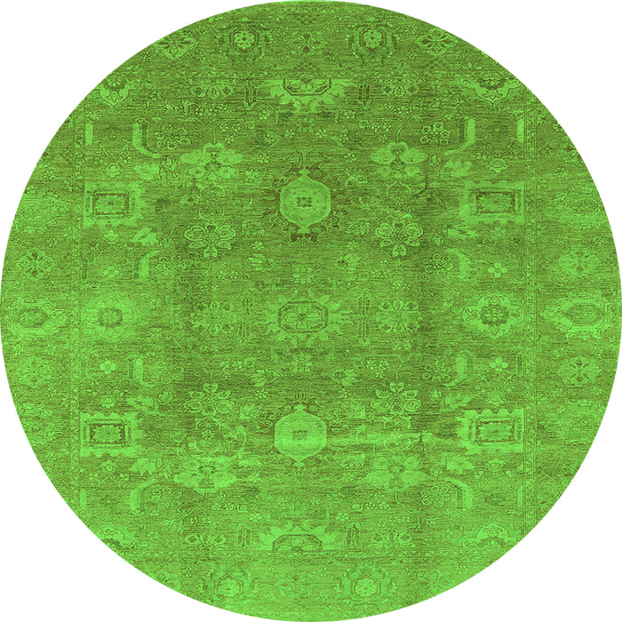 Round Oriental Green Industrial Rug, urb857grn