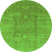 Round Oriental Green Industrial Rug, urb857grn