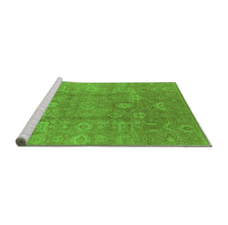 Sideview of Machine Washable Oriental Green Industrial Area Rugs, wshurb857grn