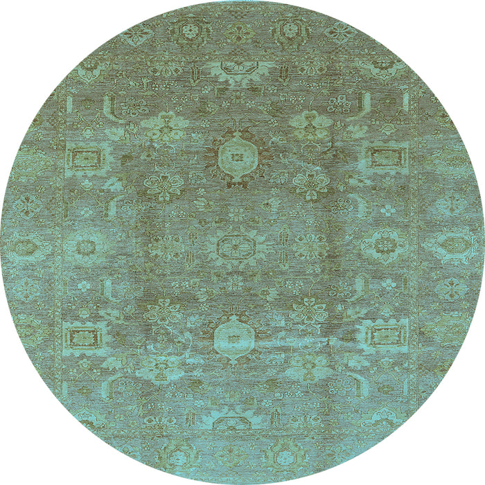 Round Oriental Light Blue Industrial Rug, urb857lblu