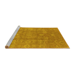 Sideview of Machine Washable Oriental Yellow Industrial Rug, wshurb857yw