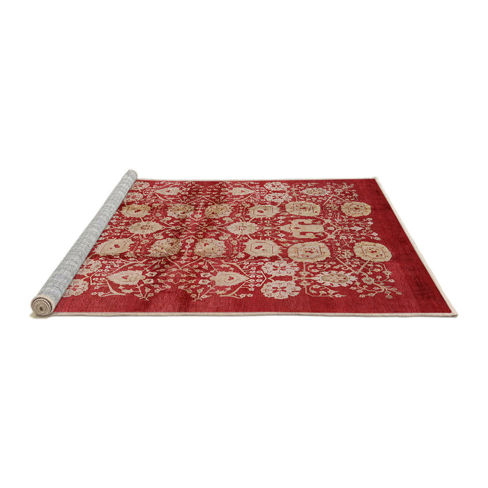 Sideview of Machine Washable Industrial Modern Red Rug, wshurb858