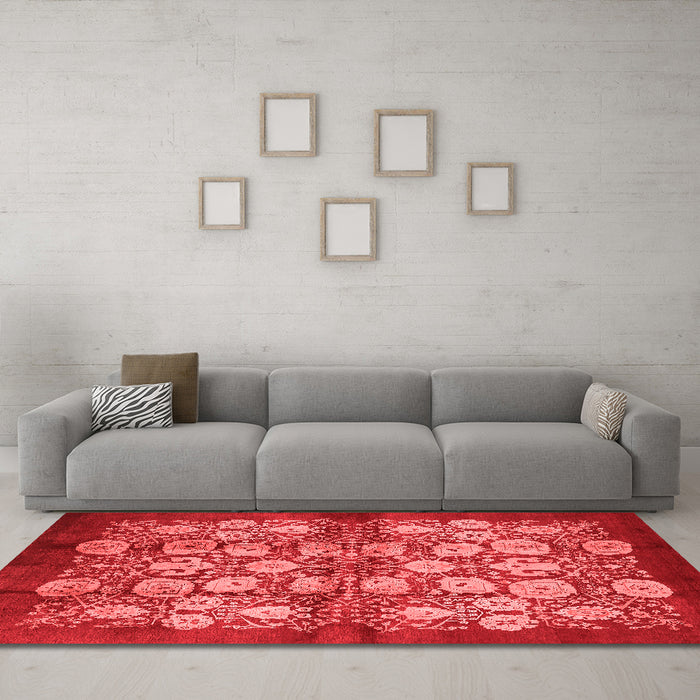 Industrial Red Washable Rugs