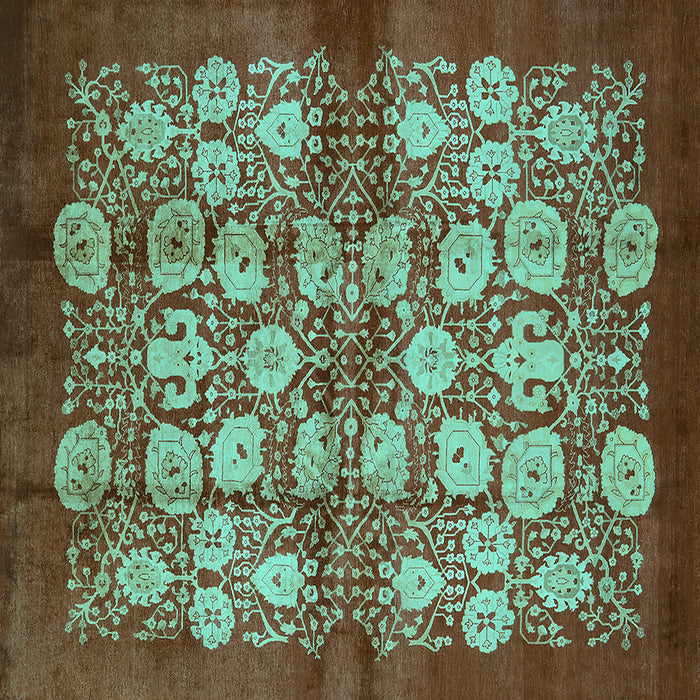 Square Oriental Turquoise Industrial Rug, urb858turq