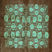 Square Oriental Turquoise Industrial Rug, urb858turq