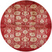 Round Mid-Century Modern Red Oriental Rug, urb858