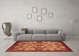 Machine Washable Oriental Brown Industrial Rug in a Living Room,, wshurb858brn