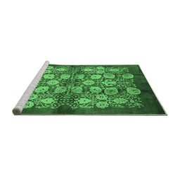 Sideview of Machine Washable Oriental Emerald Green Industrial Area Rugs, wshurb858emgrn