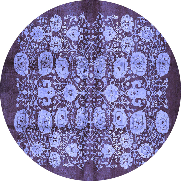 Round Oriental Blue Industrial Rug, urb858blu