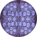 Round Oriental Blue Industrial Rug, urb858blu