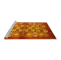 Sideview of Machine Washable Oriental Yellow Industrial Rug, wshurb858yw