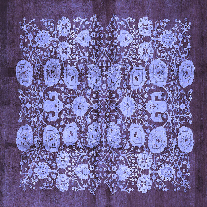 Square Machine Washable Oriental Blue Industrial Rug, wshurb858blu