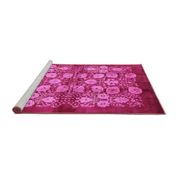 Sideview of Machine Washable Oriental Pink Industrial Rug, wshurb858pnk