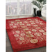 Mid-Century Modern Red Oriental Rug in Family Room, urb858