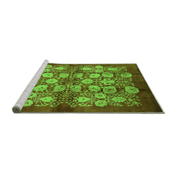 Sideview of Machine Washable Oriental Green Industrial Area Rugs, wshurb858grn