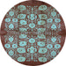 Round Oriental Light Blue Industrial Rug, urb858lblu