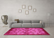 Machine Washable Oriental Pink Industrial Rug in a Living Room, wshurb858pnk