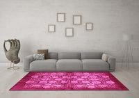 Machine Washable Oriental Pink Industrial Rug, wshurb858pnk