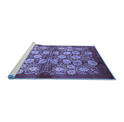Sideview of Machine Washable Oriental Blue Industrial Rug, wshurb858blu