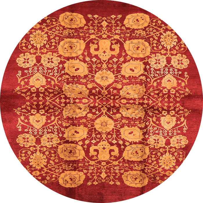 Round Oriental Orange Industrial Rug, urb858org