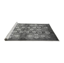 Sideview of Machine Washable Oriental Gray Industrial Rug, wshurb858gry