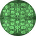 Round Oriental Emerald Green Industrial Rug, urb858emgrn