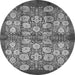 Round Oriental Gray Industrial Rug, urb858gry