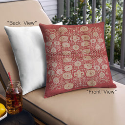 Front View of Mid-Century Modern Urban Square Red Throw Pillow, 18 inch by 18 inch, pwurb858