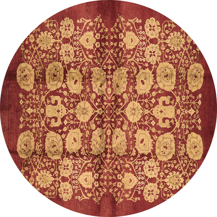 Round Oriental Brown Industrial Rug, urb858brn