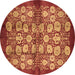 Round Oriental Brown Industrial Rug, urb858brn