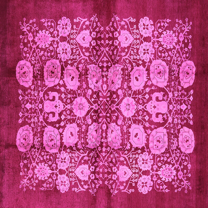 Square Machine Washable Oriental Pink Industrial Rug, wshurb858pnk
