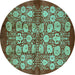 Round Oriental Turquoise Industrial Rug, urb858turq