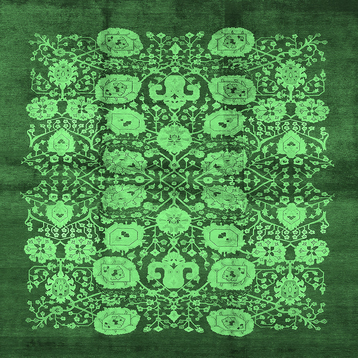 Square Oriental Emerald Green Industrial Rug, urb858emgrn