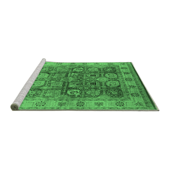 Sideview of Machine Washable Oriental Emerald Green Industrial Area Rugs, wshurb859emgrn