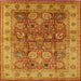 Square Mid-Century Modern Orange Oriental Rug, urb859