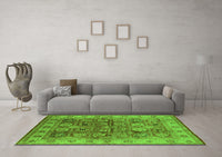 Machine Washable Oriental Green Industrial Rug, wshurb859grn