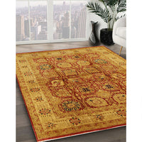 Mid-Century Modern Orange Oriental Rug, urb859