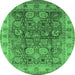 Round Oriental Emerald Green Industrial Rug, urb859emgrn