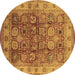 Round Oriental Brown Industrial Rug, urb859brn